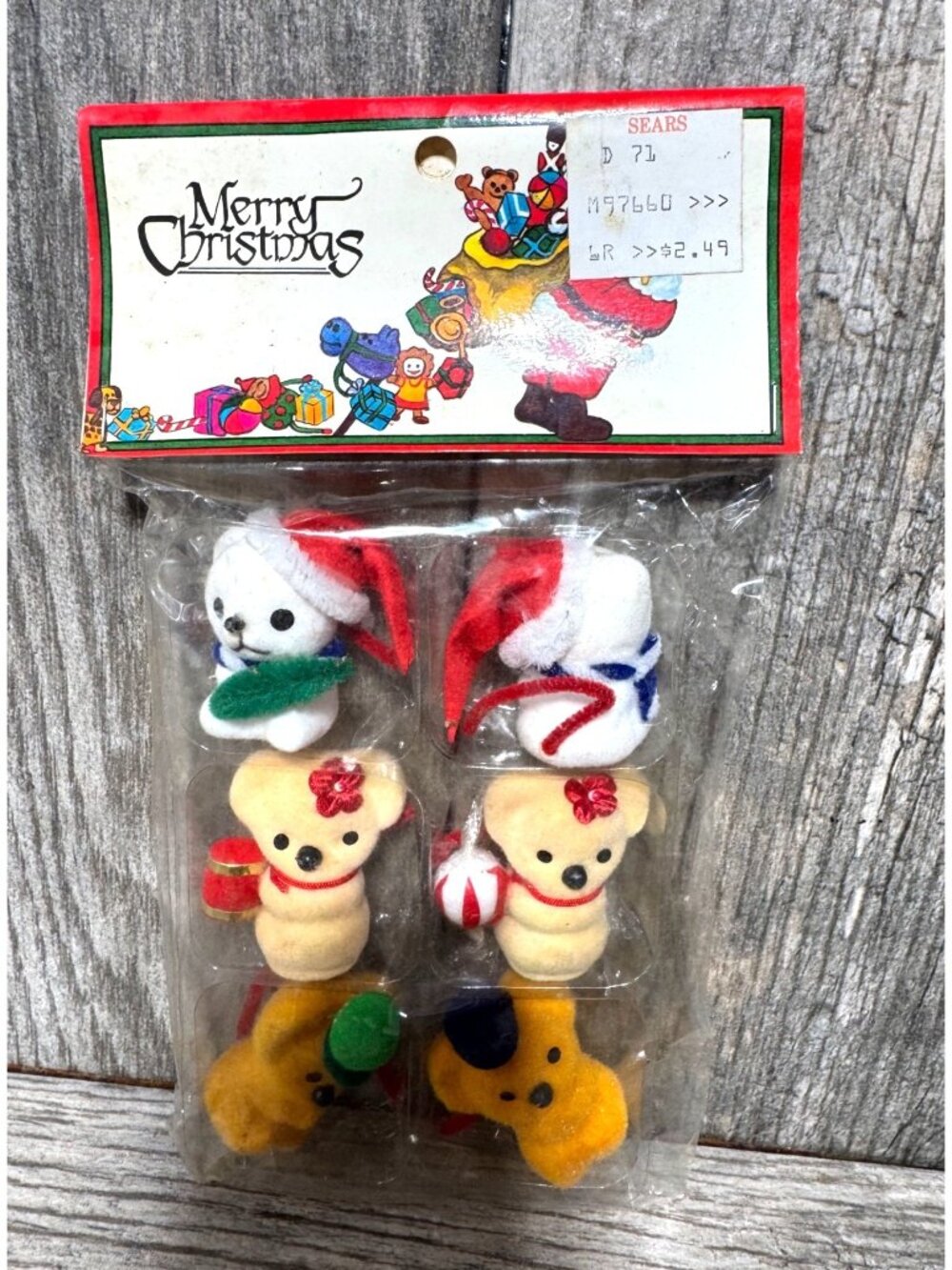 Vintage 1986 Bloom-Rite Christmas Animal Ornaments Set Of 6 Sears Bears